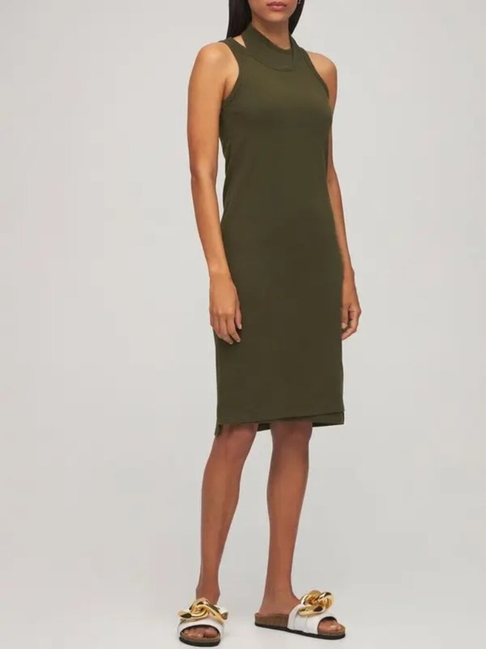 LIKE NEW! Frankie Shop Kit Asymmetric Layer Tank Dress in Olive